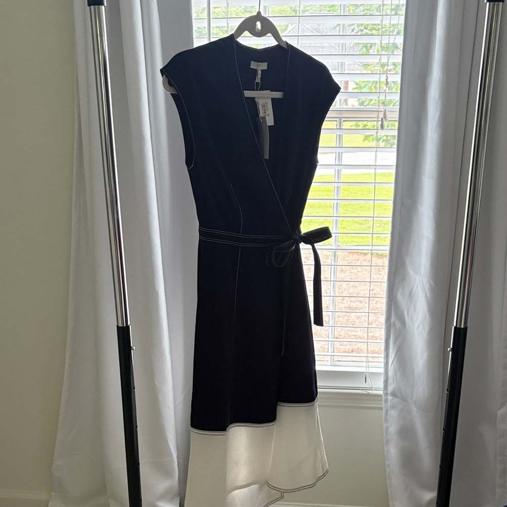 Joie Elegant Navy and White Wrap Dress XS NWT